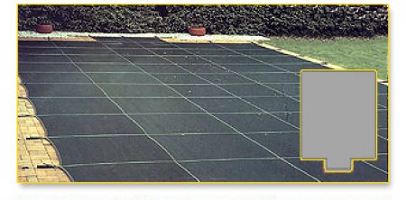 Loop-Loc&trade; Rectangular Mesh Safety Cover w/ 4' x 6' Center Step - Green (Various Sizes)