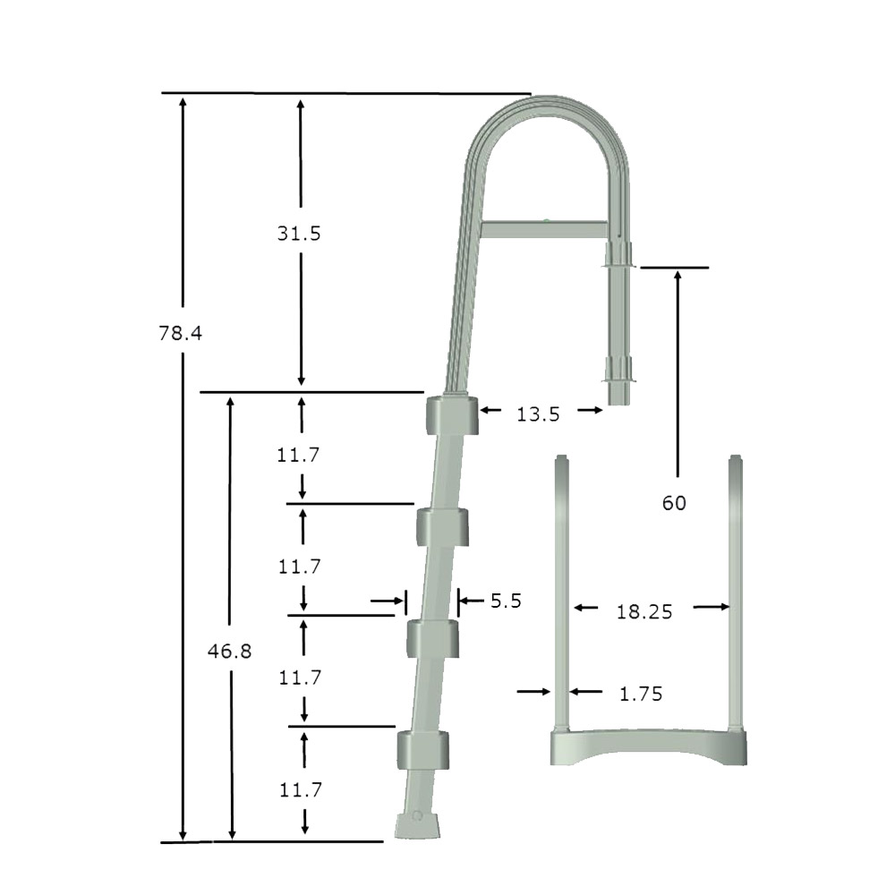 Deck-Lock® Snap-Lock Deck Ladder Measurements