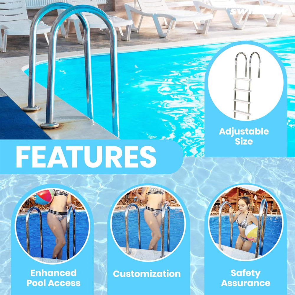 Swimline® HydroTools™ Above Ground Stainless Steel Heavy-Duty Pool Deck Ladder
