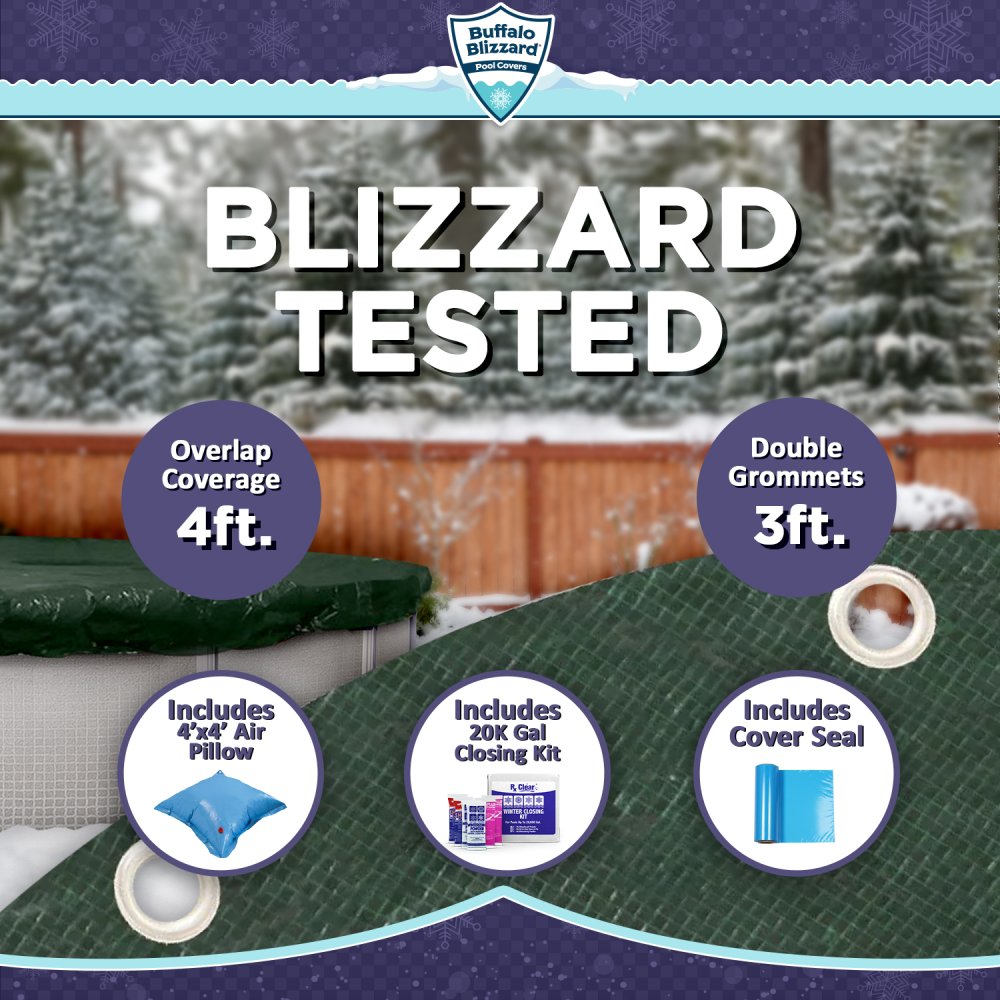 Buffalo Blizzard&reg; Ripstopper&#174; Green Winter Cover w/ Closing Kit - Oval Pools