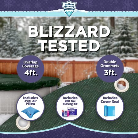 Buffalo Blizzard&reg; Ripstopper&#174; Green Winter Cover w/ Closing Kit - Oval Pools