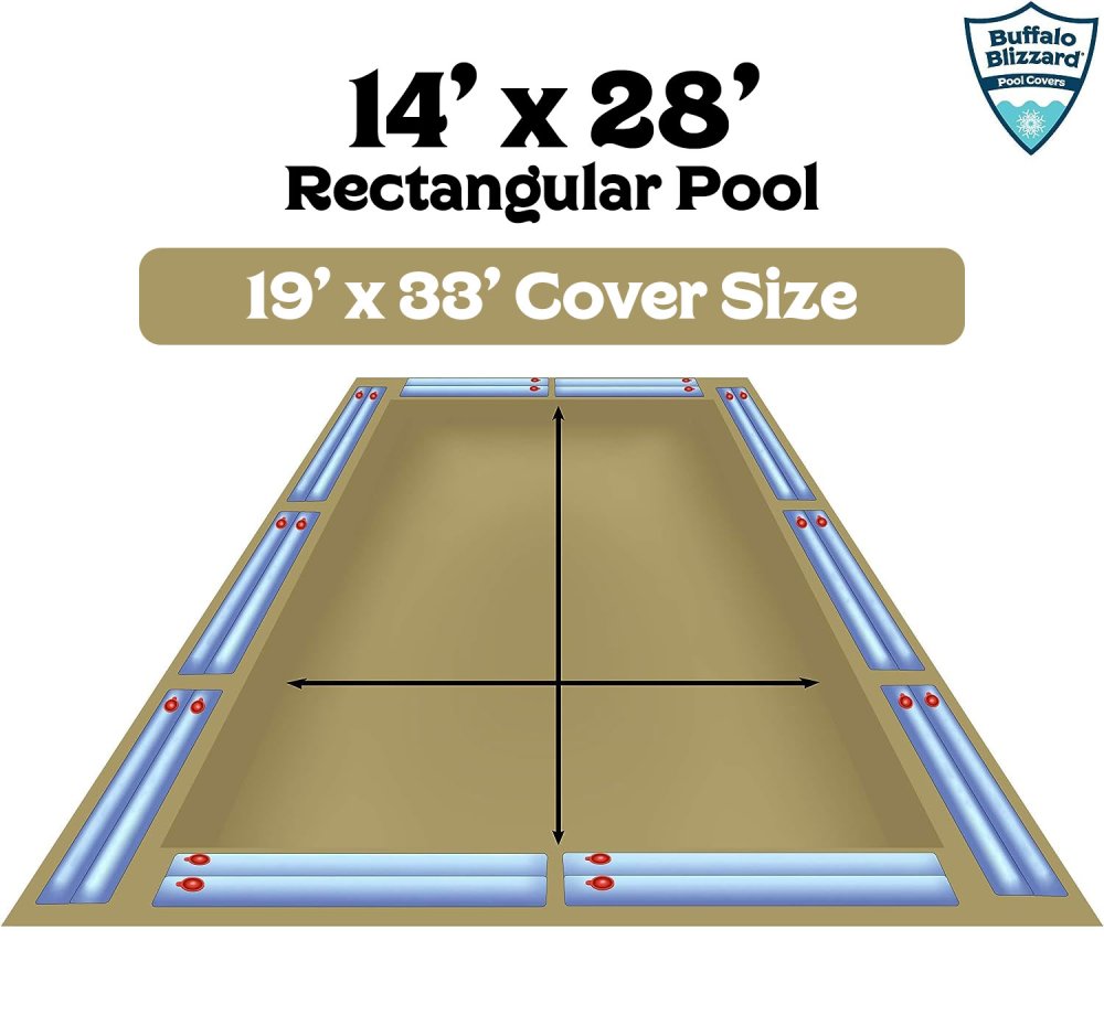 Buffalo Blizzard&reg; Rectangle Supreme Plus Winter Cover w/ Waterbag Kit (Various Sizes)