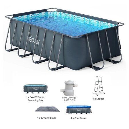 EVAJOY Metal Frame 14' x 7' Rectangular Above Ground Pool Kit