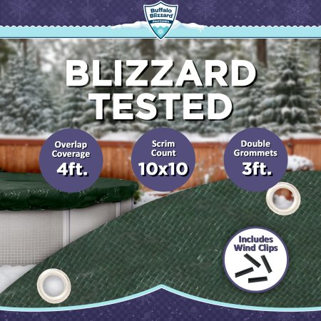 Buffalo Blizzard&reg; Supreme Green/Black Winter Cover w/ Cover Clips - Oval Pools