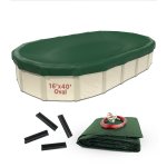 Buffalo Blizzard® Supreme Green/Black Winter Cover with Cover Clips for a 16' x 40' Oval Pool