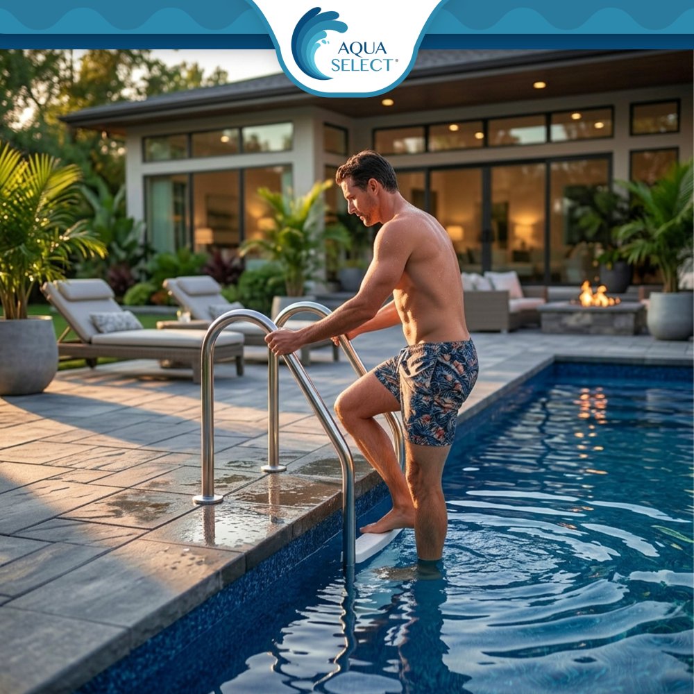 Aqua Select® Inground Stainless Steel Swimming Pool Ladders (Various Steps)