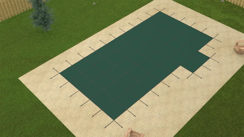 GLI Value X Solid Rectangular Green Solid Pool Safety Cover with 4' - Thumbnail 3